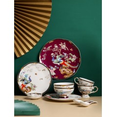 珐琅彩餐具套装碗盘家用新中式骨瓷景德镇奢华金边高档碗碟